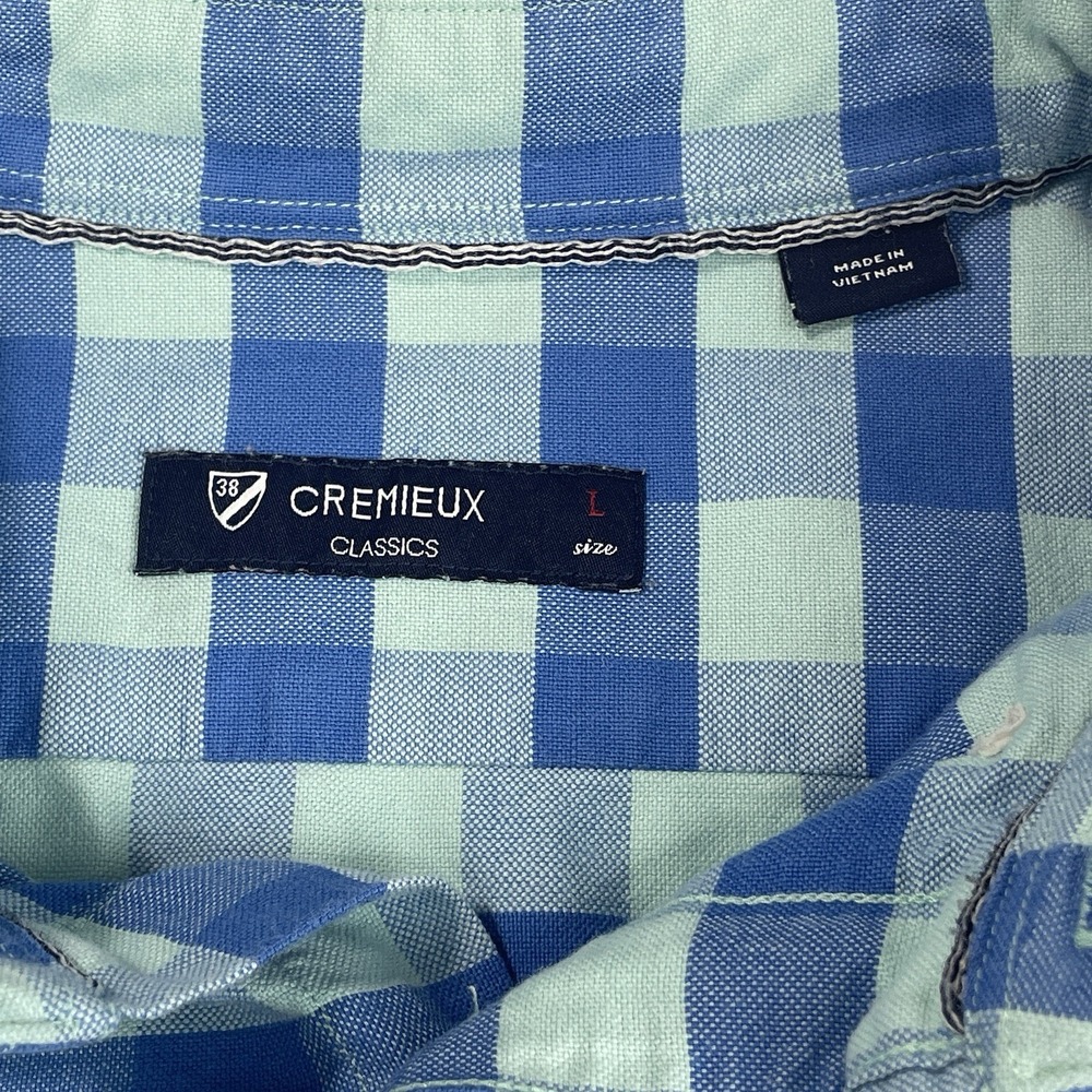 Daniel Cremieux Classics Men's Shirt Large Blue Teal Gingham Plaid Long Sleeve - Picture 4 of 8